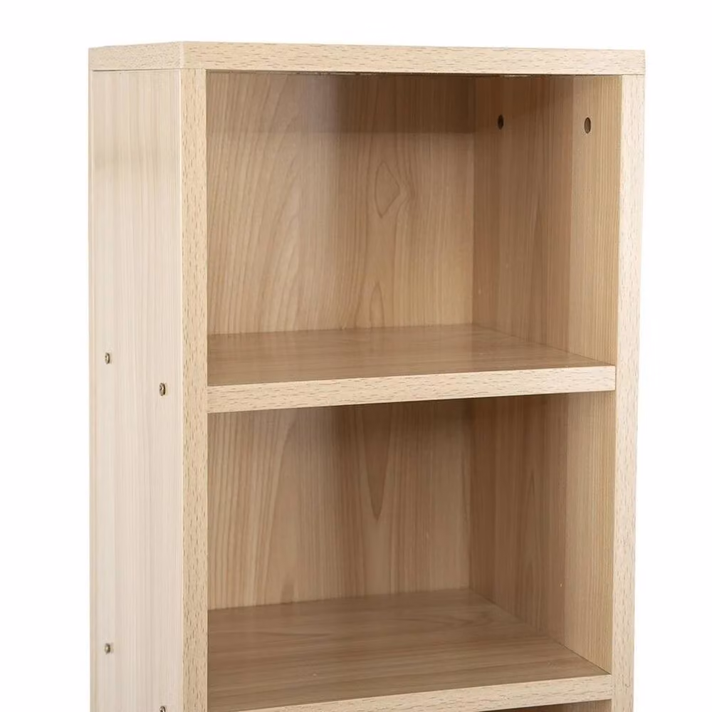 KORVIXA 6-Tier Wooden CD/DVD Media Storage Display Rack in Beige, W/D/H: 100 x 100 x 100 cm – 2