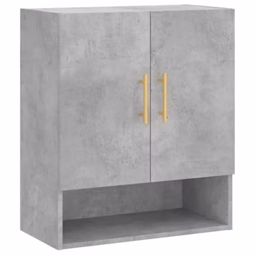 vidaXL Modern Wall Mounted Cabinet in Grey MDF with Hinged Doors and Open Shelf, W: 60 cm, D: 30.1 cm, H: 70 cm – 1