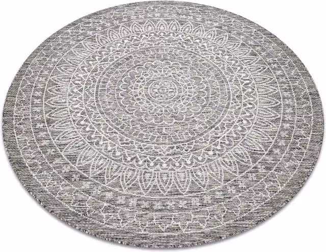 RugsX Loft Round Polypropylene Rug in Beige and Grey, Diameter: 120 cm