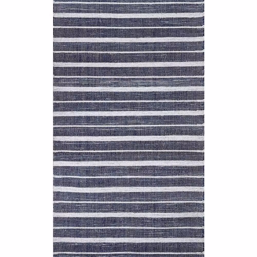 Wyld and Coco Blue Striped Handwoven Rectangular Indoor Outdoor Rug W: 80 cm, L: 150 cm – 2