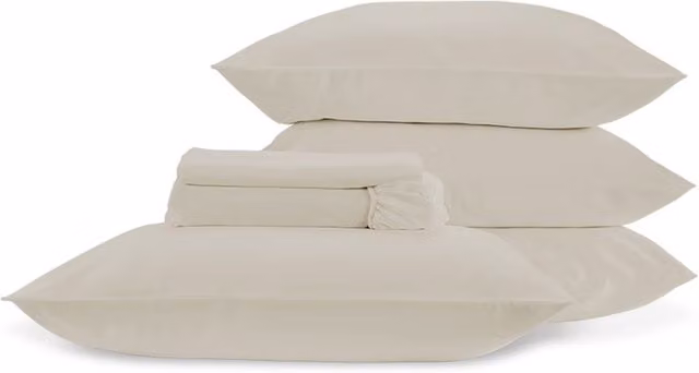 Christy 400TC Luxury Cotton Mako Satin Plain Dye Full Sheet Bundle in Beige, Single