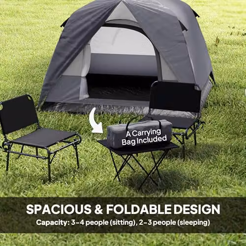 Outsunny 3-4 Person Easy Set Up Dome Camping Tent in Dark Grey – 3