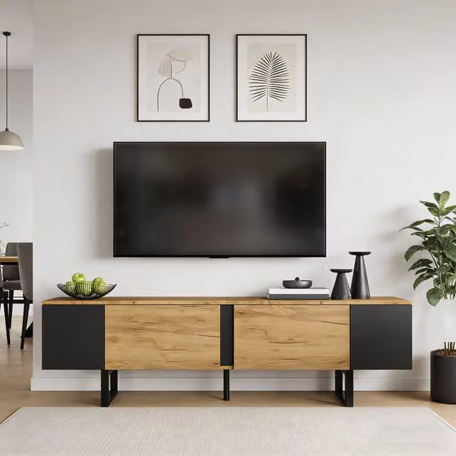 Tokpiedi Modern Brown Wood Freestanding Cabinet with Soft Close Drawers for Living Room or Hallway