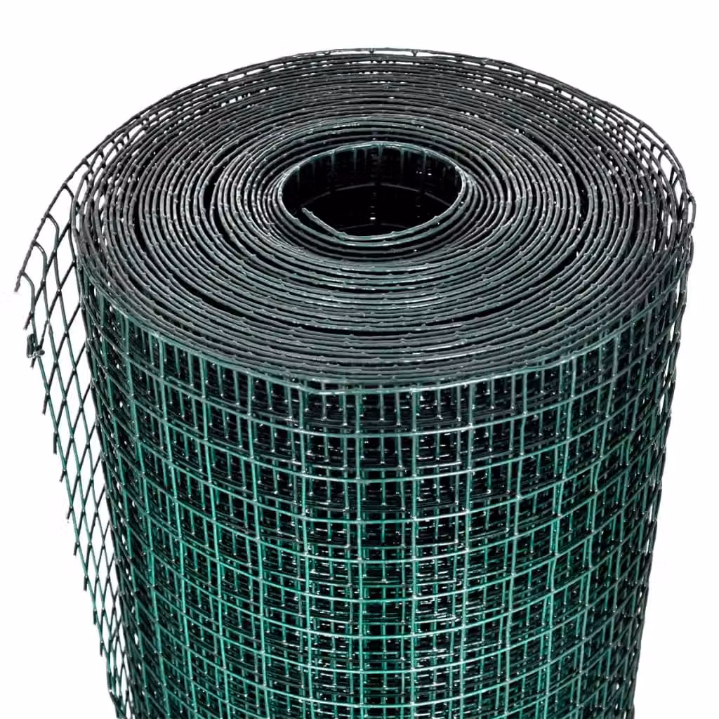 Berkfield Home Galvanised Steel Chicken Wire Fence with Green PVC Coating, 10 x 1 m – 3