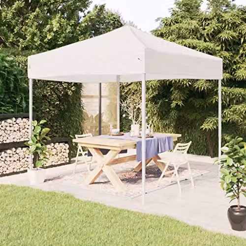 vidaXL Folding Party Tent in White and Silver, W: 300 cm, D: 300 cm, H: 245 cm – 2