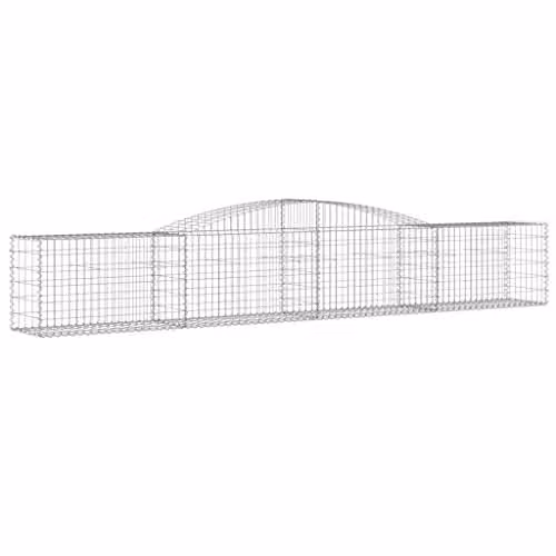 vidaXL Arched Gabion Baskets, 2 Pieces, Silver Galvanised Steel, W: 400 cm, D: 50 cm, H: 60-80 cm – 1