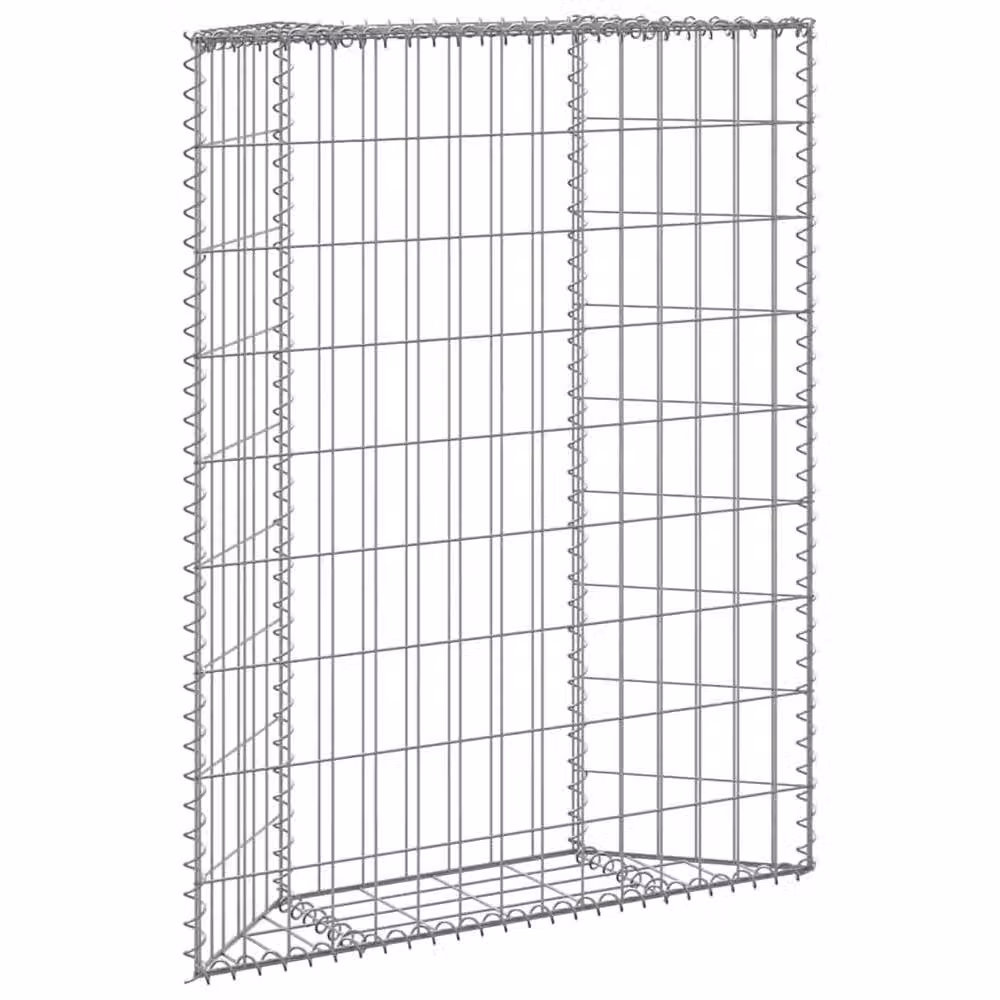 Berkfield Home Trapezium Gabion Raised Bed in Silver Galvanised Steel, W: 80 cm, D: 20 cm, H: 100 cm