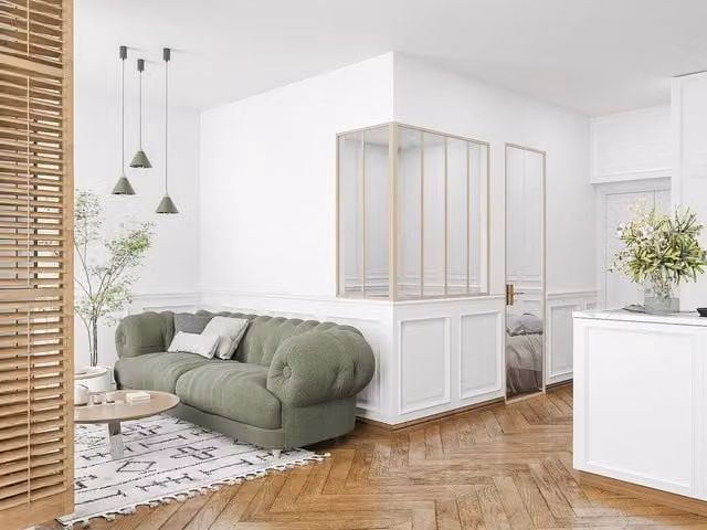 Vente-unique Corner Workshop Window Wall in Powder-Coated Aluminium with Light Oak and Glass Finish in Brown and Beige – 1