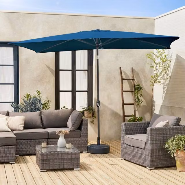 sweeek Rectangular Parasol in Blue with Central Pole