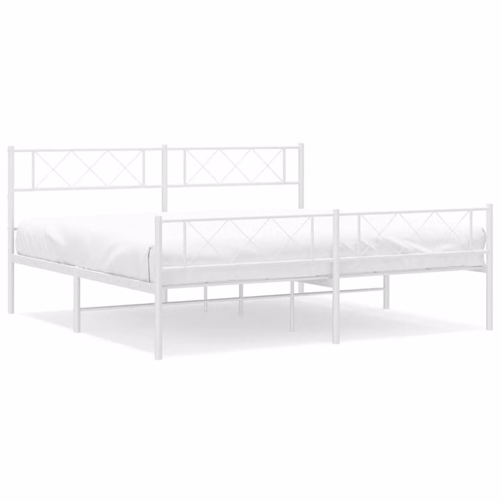 Berkfield Home Metal Bed Frame with Headboard and Footboard in White W/D/H: 187 x 90 x 187 cm – 2