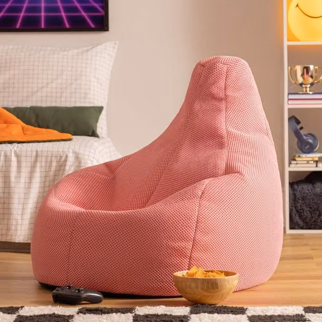 Icon Gaming Performance Mesh Recliner Bean Bag Chair in Pale Pink