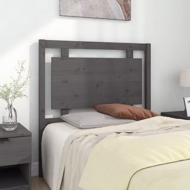 Berkfield Home Grey Rustic Solid Pine Wood Bed Headboard W: 95.5 cm, D: 4 cm, H: 100 cm – 1