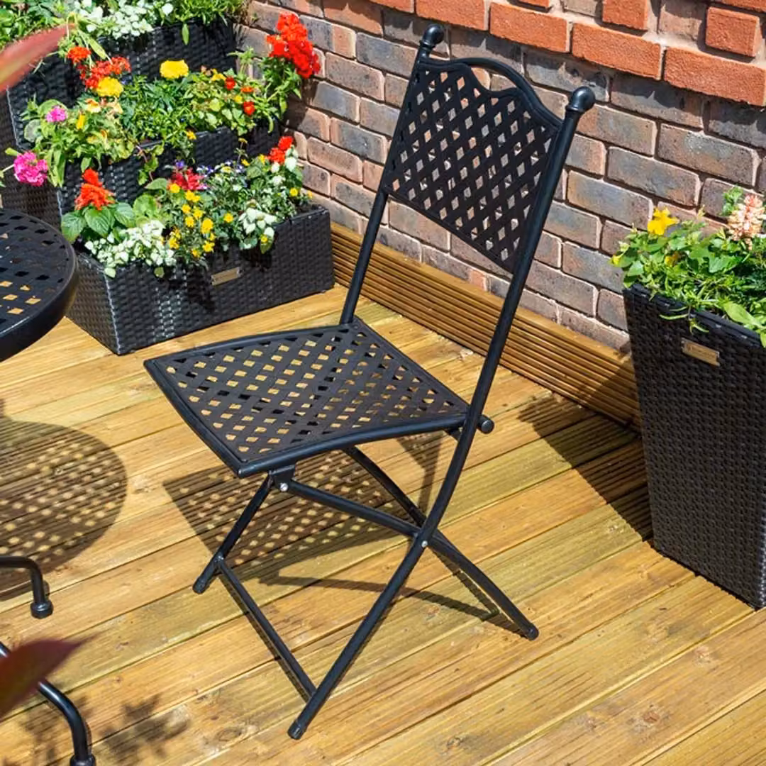Rowlinsons Havana Black Metal Geometric Garden Bistro Set W60 x D60 x H70 cm – 3