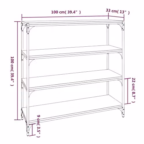 vidaXL Revera Book Cabinet in Smoked Oak and Brown, W/D/H: 100 x 33 x 100 cm – 2