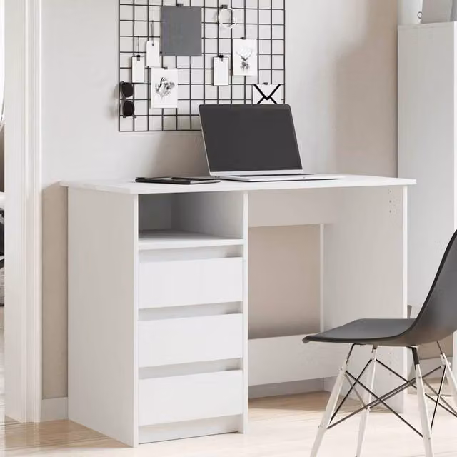 Berkfield Home White Decorative Writing Desk in Engineered Wood, W/D/H: 102 x 50 x 75 cm – 1