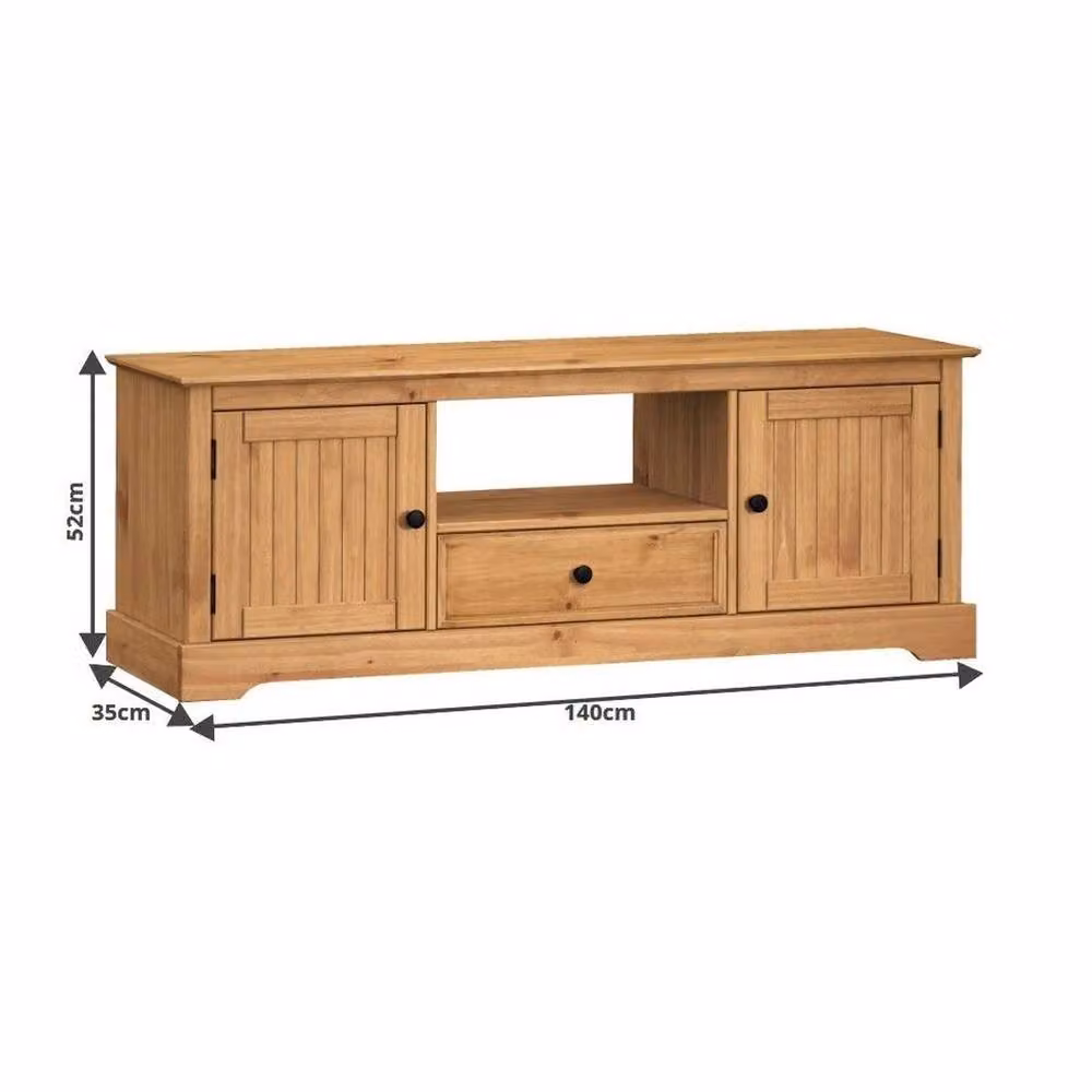 NESTLUNE Country Solid Wood Pine TV Unit in Brown, W: 100 cm, D: 15 cm – 2