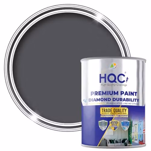 HQC Paints Kitchen and Bathroom Matt Emulsion Paint, Classic Grey, 1 Litre