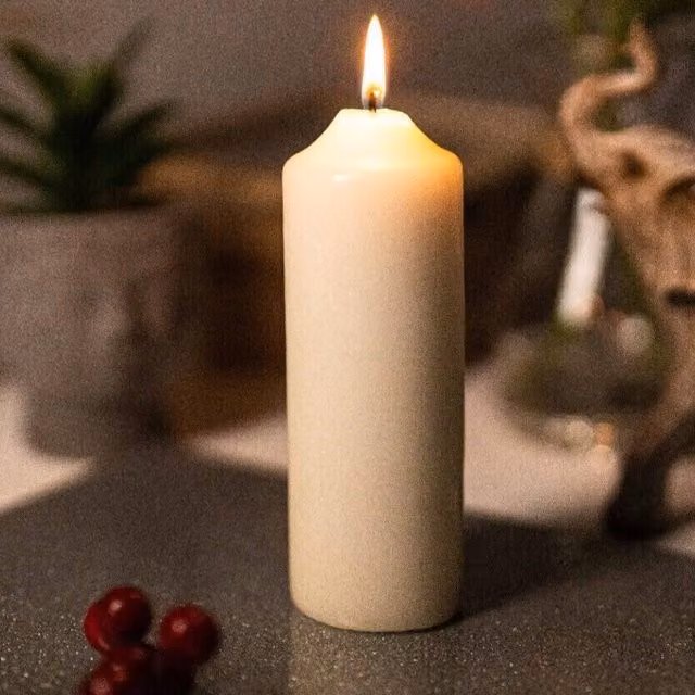 Marco Paul Large Ivory Pillar Candle, White, Height: 25 cm