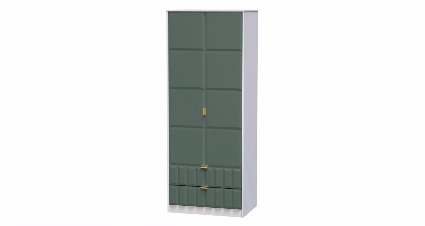2 U Metro Ready Assembled 2 Door 2 Drawer Wardrobe in Green and Gold – 2