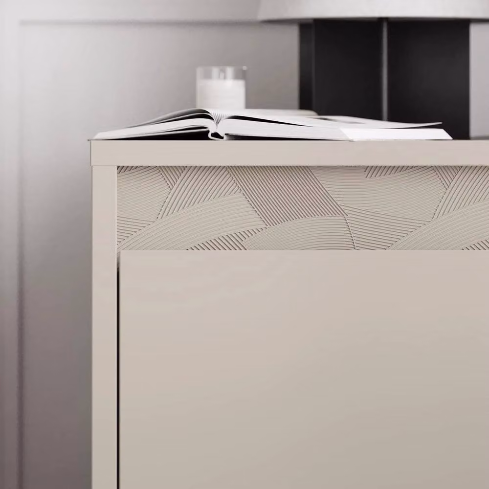 FORGEVIO Sandstone 1-Door Bedside Cabinet with Black Legs – 3