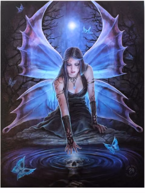 KDMK Anne Stokes Gothic Fairy Canvas Wall Art, Blue, W: 19 cm, H: 25 cm