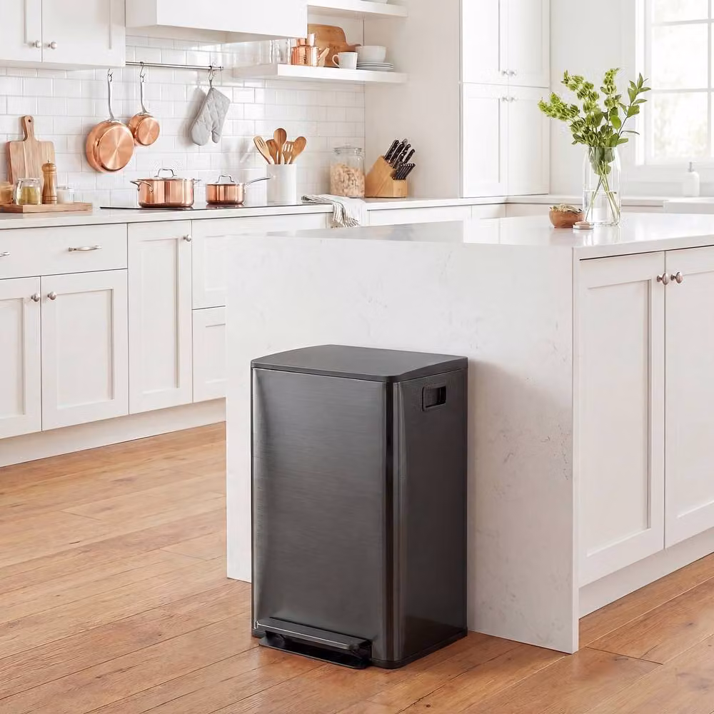 STILVORA 60L Dual Kitchen Bin with Soft-Close Lid and Pedal in Black Stainless Steel – 2