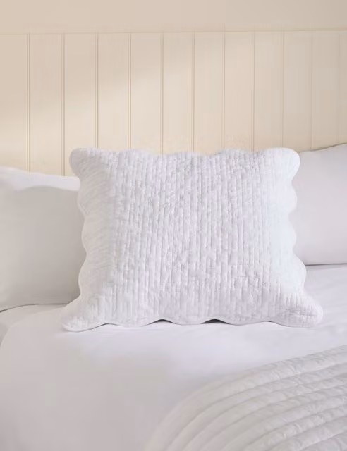 M&S White Rectangular Knit Cotton Decorative Cushion