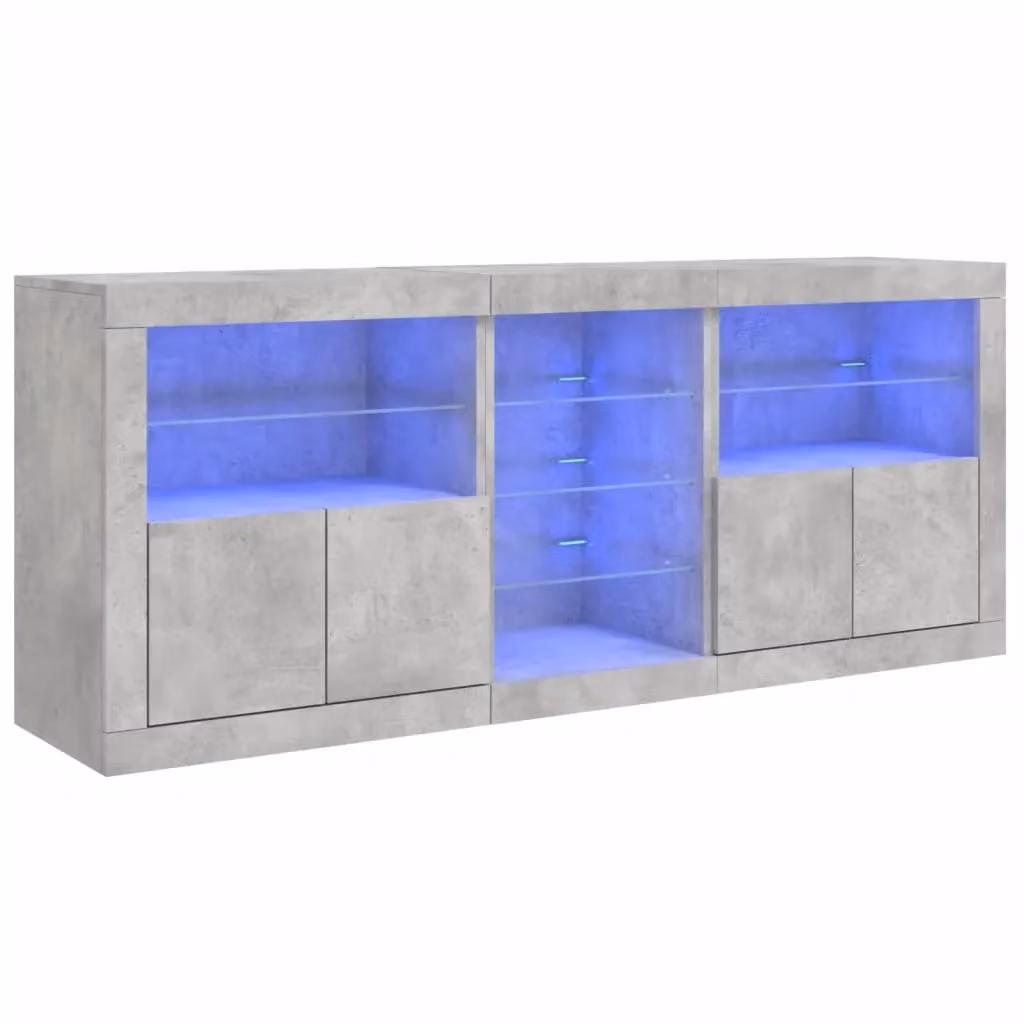 Berkfield Home Modern Sideboard with Integrated LED Lights in Concrete Grey, W: 181.5 cm, D: 37 cm, H: 67 cm – 2