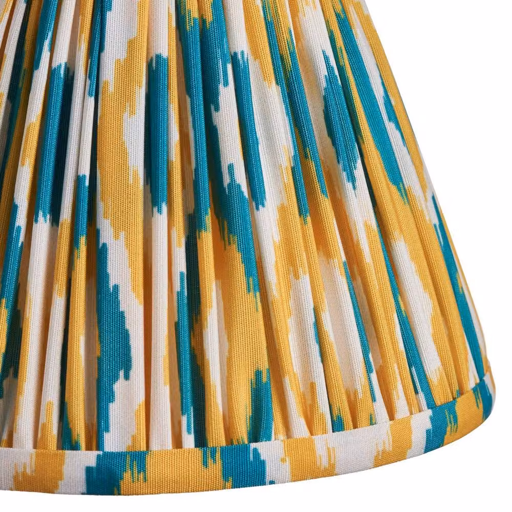 Netlighting Burley Rechargeable Yellow Wall Light with Jade Fabric Ikat Shade and Brass Finish, Diameter: 16 cm – 3