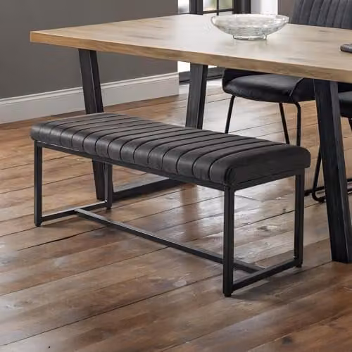 Julian Bowen Soho 2 Seater Upholstered Dining Bench in Black Faux Leather, W: 121 cm, H: 47 cm, D: 41 cm – 1