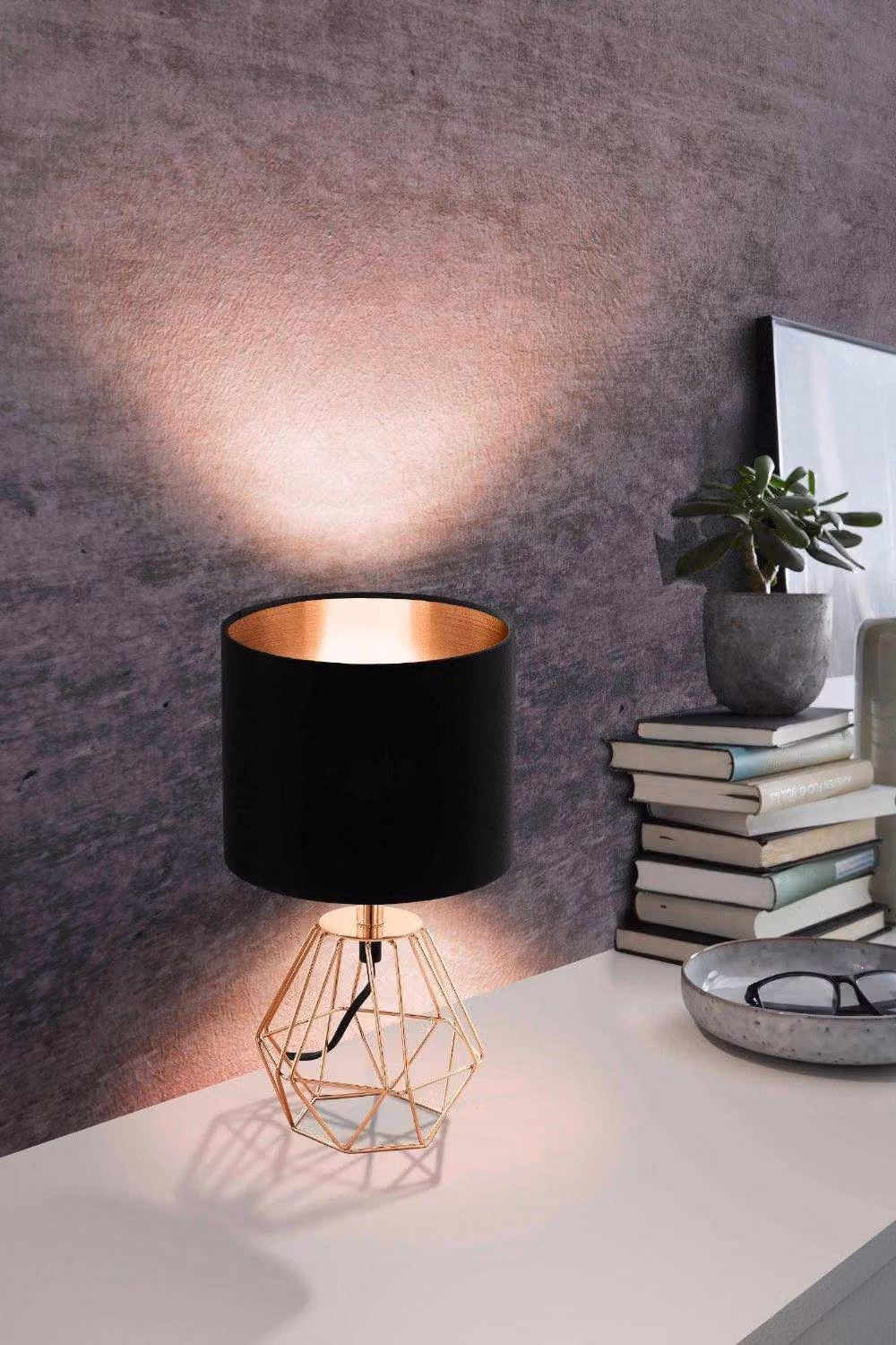 Eglo Carlton Metal and Fabric Table Lamp in Copper and Black – 2