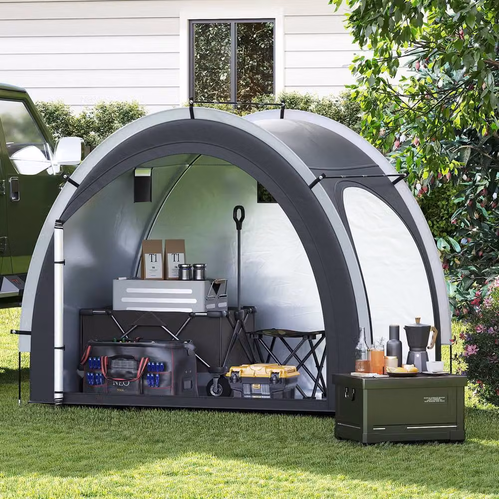 Gymax Portable Waterproof Bike Storage Shed Tent in Grey, W/D/H: 218 x 153 x 182 cm – 8