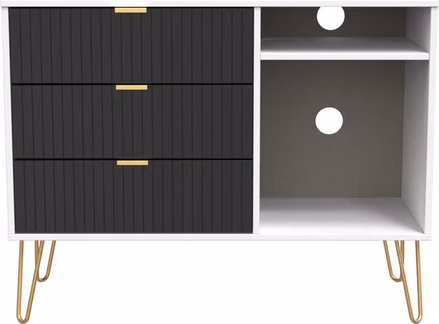 2 U Bexley 3 Drawer TV Unit in True Black and Gold