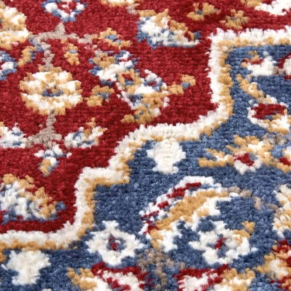 THE RUGS Orient Low Pile Medallion Design Oriental Rug, Multicolour Red and Blue, W: 57 cm, L: 90 cm – 2