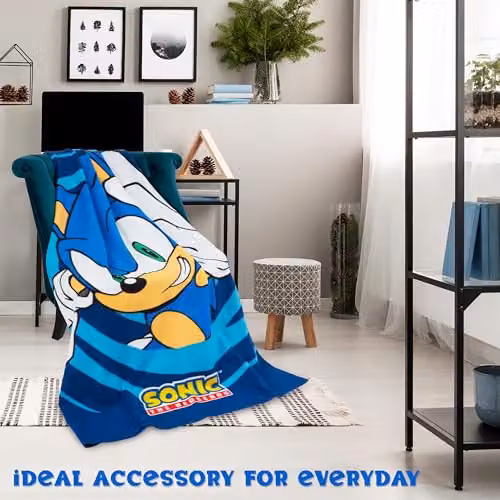 Get Trend Sonic the Hedgehog Fluffy Fleece Blanket for Children, Blue and Multicolour, W/D/H: 100 x 150 cm – 4