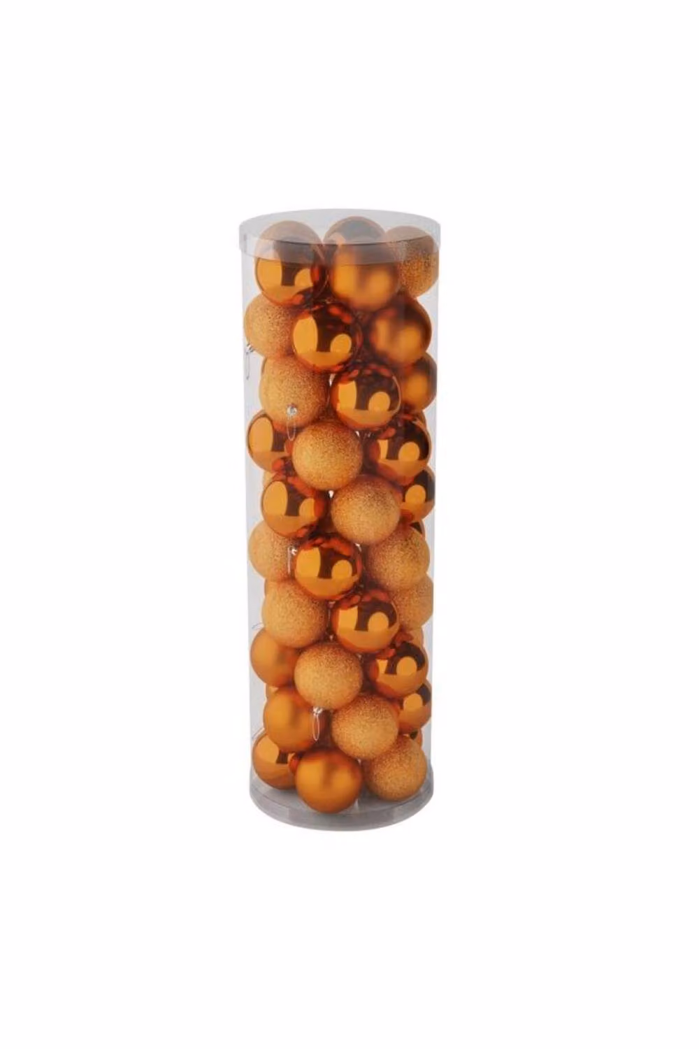 KDMD 48 Orange Christmas Baubles with Matt, Shiny and Glitter Finishes, Diameter: 10 cm – 2