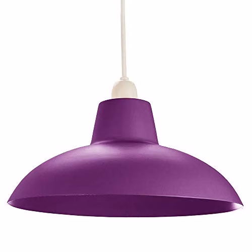 Happy Homewares Industrial Retro Matt Purple Curved Metal Dome Ceiling Pendant Light Shade, Diameter: 29 cm – 1