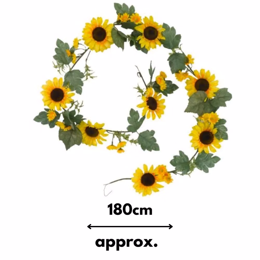 Marco Paul 180cm Hanging Sunflower Garland with Yellow and Multicolour Artificial Flowers and Foliage – 2