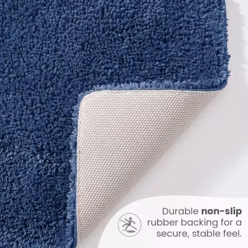 Allure Bath Fashions Luxury Microfibre Non-Slip Bath Mat, Blue, W: 50 cm, D: 80 cm, H: 2 cm – 4