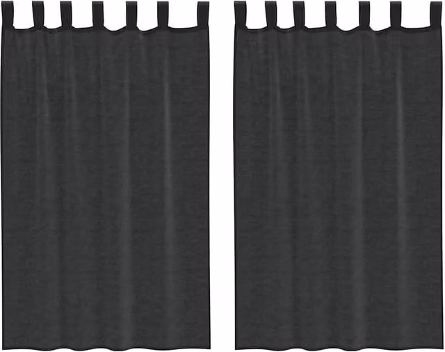 Berkfield Home Black Voile Tab Top Curtains, 2 Pack, W: 140 cm, H: 175 cm