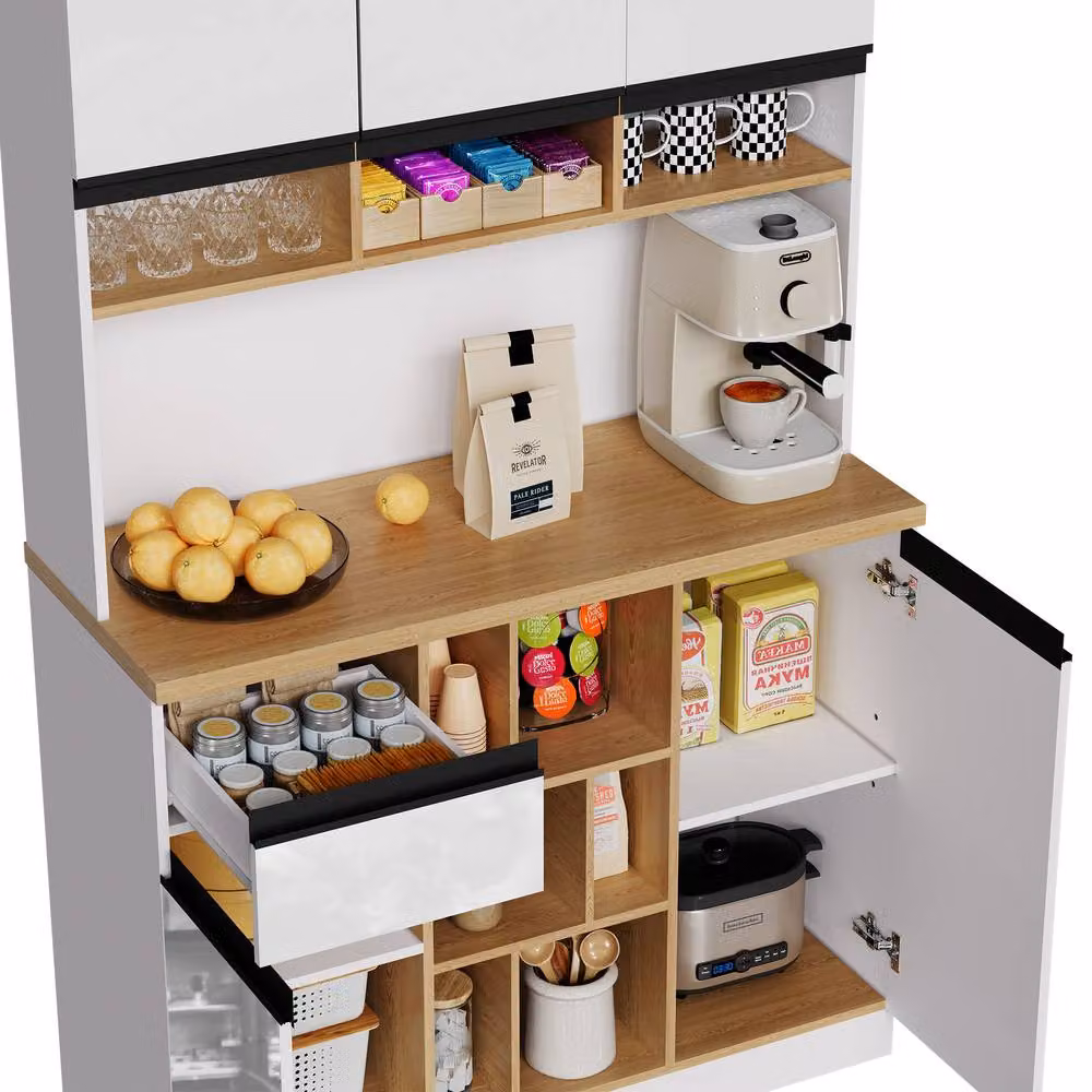 BTM High Gloss White Kitchen Cabinet with Drawers and Storage, W/D/H: 120 x 40 x 80 cm – 6