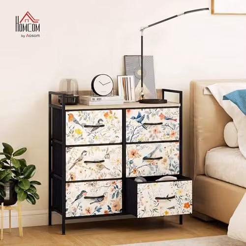 HOMCOM Modern White Bedroom Chest of Drawers with 6 Drawers – 2