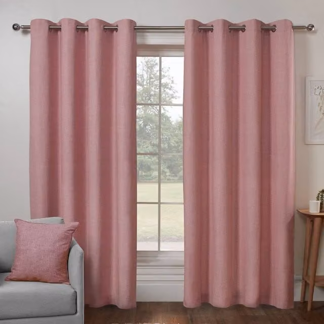 Smart Living Textured Graphic Print Eyelet Lined Curtains, 2 Panels, Pink, Width: 167 cm, Drop: 137 cm – 1