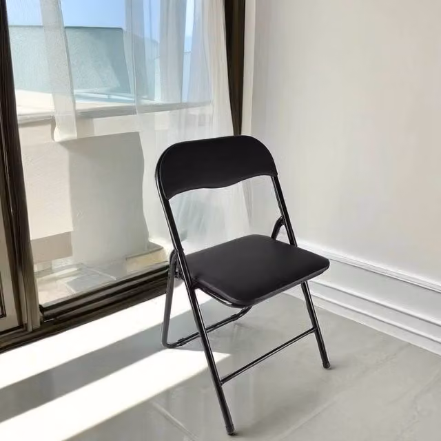 KORVIXA Black Synthetic Leather Folding Office Chair