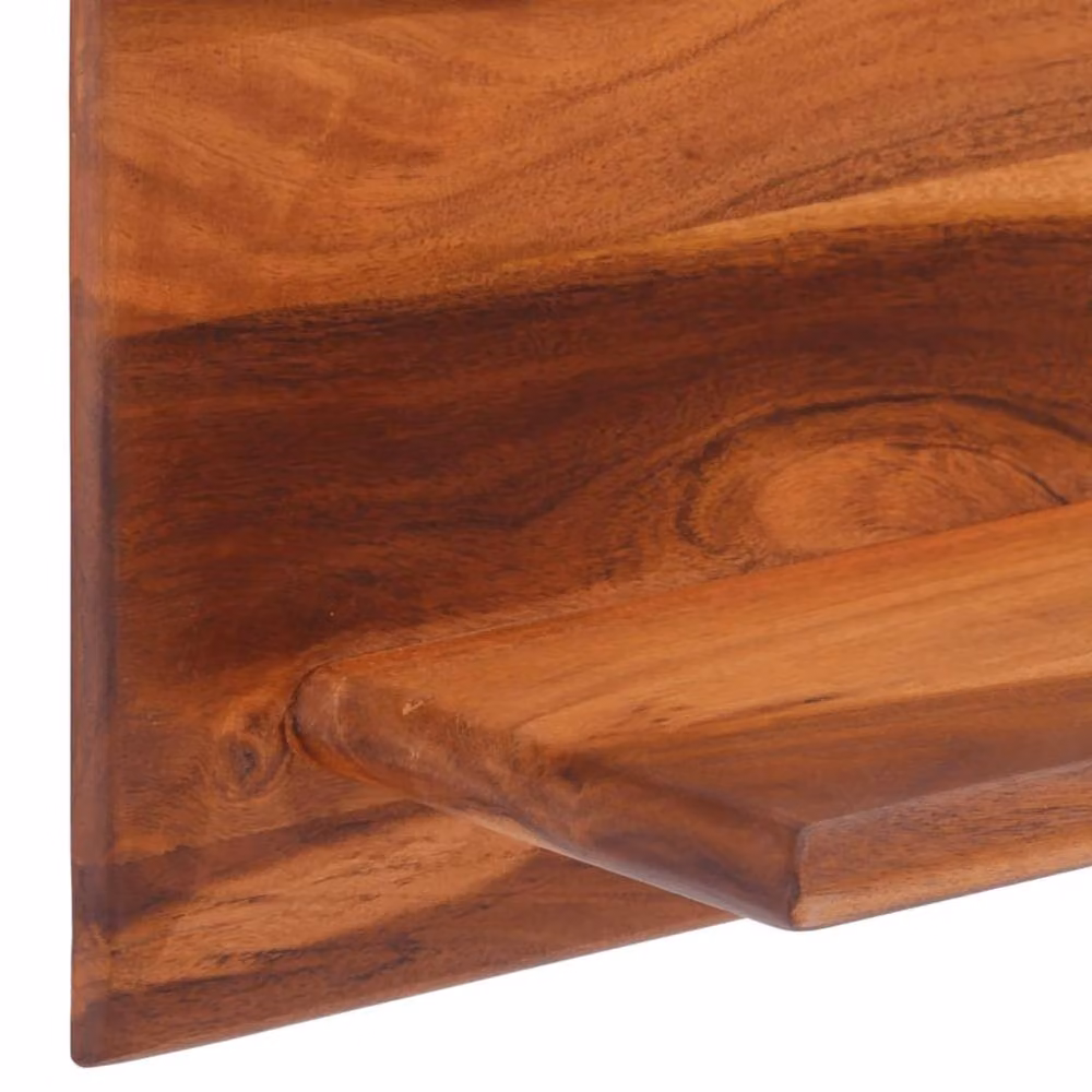 Berkfield Home Wall Mounted Acacia Wood Shelves, 2 Pieces, Brown, W: 112 cm, D: 26 cm, H: 20 cm – 4