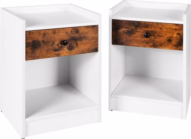 Set of 2 COSTWAY Modern White Wood Nightstands