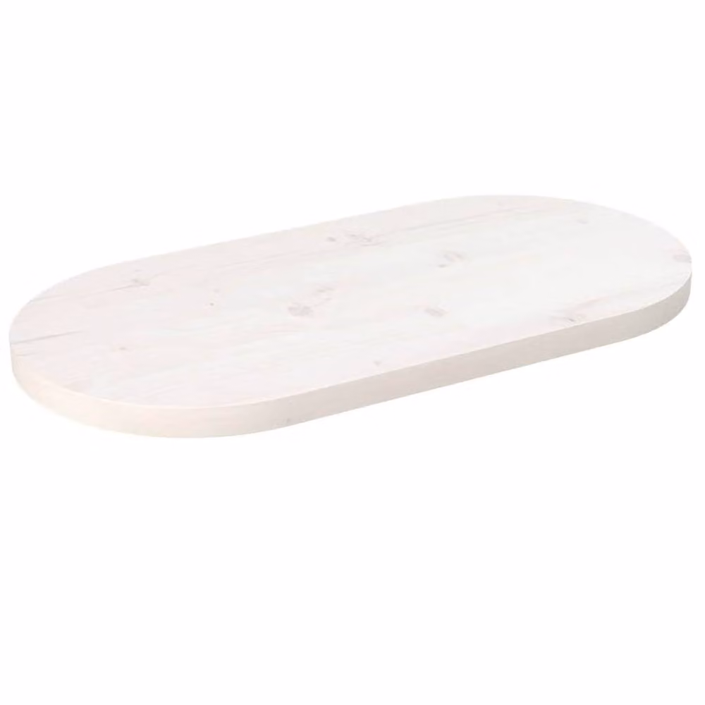 Berkfield Home White Oval Solid Wood Pine Table Top, W: 60 cm, D: 30 cm, H: 2.5 cm – 2