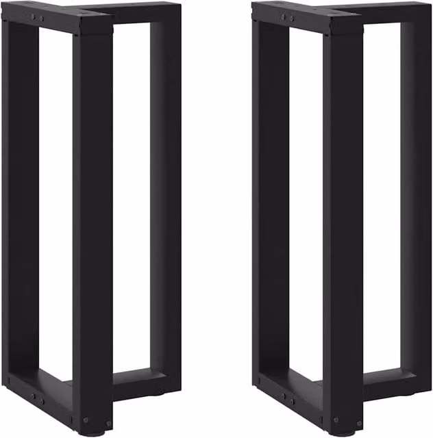 Berkfield T-Shaped Bar Table Legs in Matt Black Steel, 2 Pieces, W: 40 cm, D: 35 cm, H: 90-91 cm