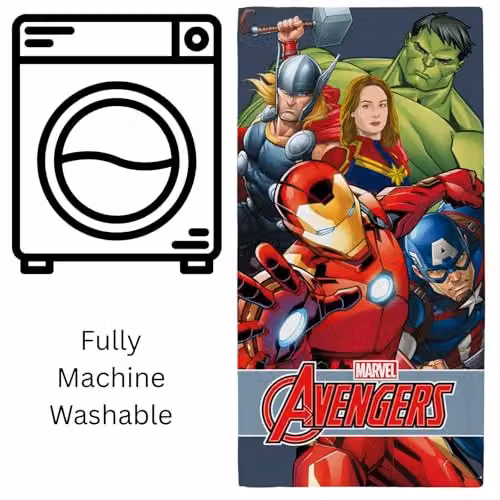 Dreamtex Marvel Avengers Graphic Beach Towel, Blue and Multicolour, W/D/H: 70 x 140 cm – 3