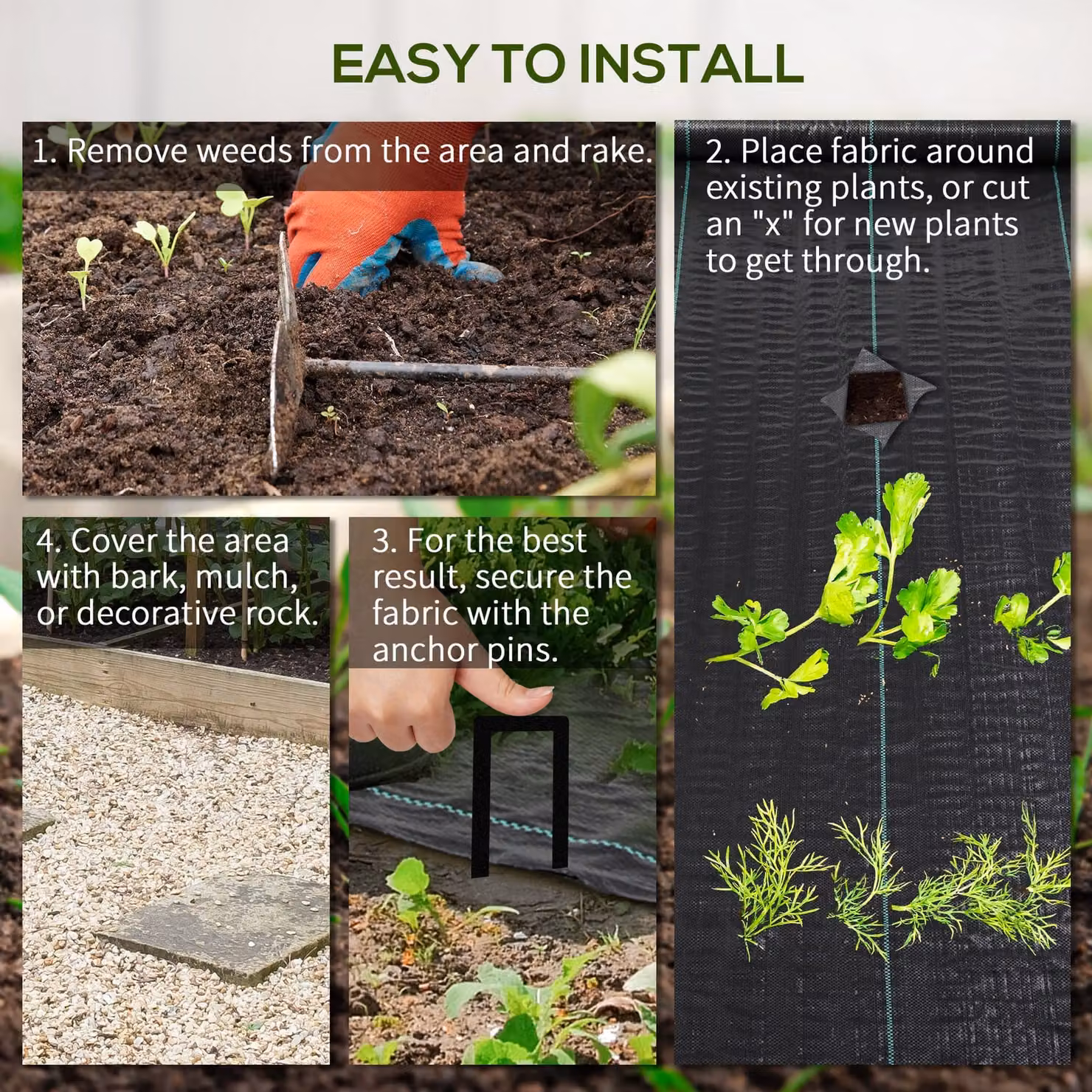 Outsunny Heavy Duty Black Weed Control Membrane for Landscaping, Driveways, Gravel and Lawns, W: 2 m, L: 100 m – 4